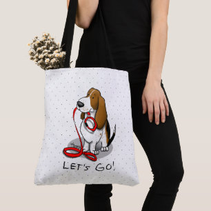 Lustig Los geht's! Spaziergang Basset Hound (dreif Tasche