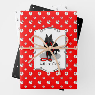 Lustig Los geht's! Spaziergang Belgischer Schäferh Geschenkpapier Set