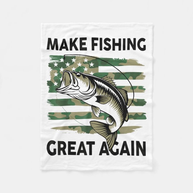 Lustig Make Fishing Great Again Camo B Fisch Ameri Fleecedecke (Vorderseite)