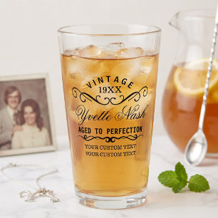 Lustig Maßgeschneidert Vintage Geburtstag Gereift Glas