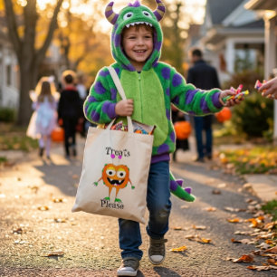 Lustig, Monster, Halloween "Bitte Süßigkeiten" Tragetasche