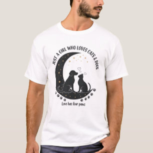 Lustig Nur ein Mädchen, das Katzen und Hunde liebt T-Shirt