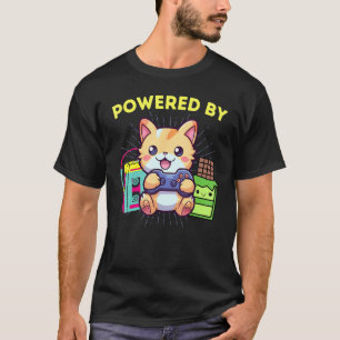 Lustig Powered By Gamer Cat Schokolade & Die 80er T-Shirt