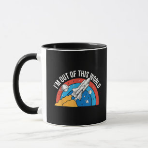Lustig Retro Ich bin außerirdisch Weltraumrakete Tasse