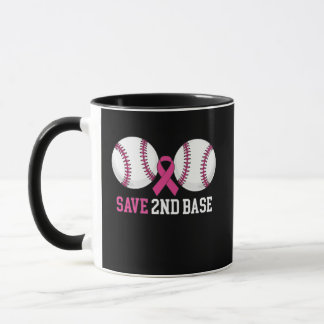 Lustig Rette 2. Base Baseball Brustkrebs Tasse