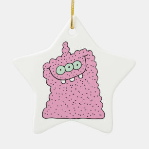 lustig rosa, drei-mit Augen Monster Keramik Ornament