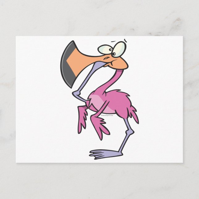 lustig rosa Flamingo mit Mund Postkarte (Vorderseite)