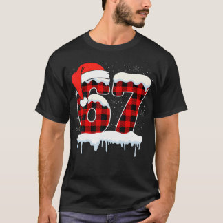 Lustig Sechs Sieben 67 Weihnachten Rot Kariert Xma T-Shirt