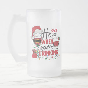 lustig sieht man, wie man Weihnachten trinkt Mattglas Bierglas