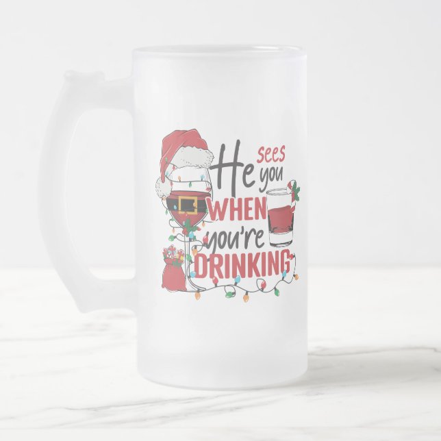 lustig sieht man, wie man Weihnachten trinkt Mattglas Bierglas (Links)