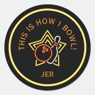 Lustig So bowle ich Retro-Bowling  Runder Aufkleber