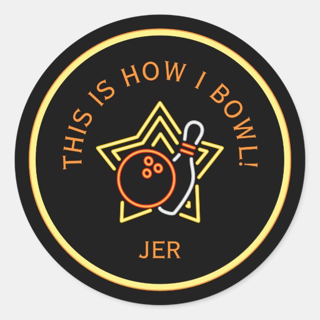 Lustig So bowle ich Retro-Bowling  Runder Aufkleber (Vorderseite)