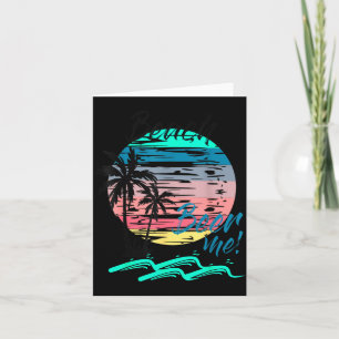 Lustig Trinken Strand Retro Sonnenuntergang Palme Karte