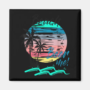 Lustig trinkende Strand-Retro-Sonnenuntergang-Palm Magnet