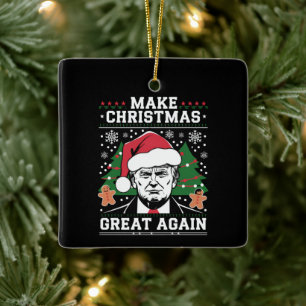 Lustig Trump 2024 Macht Weihnachten wieder großart Keramikornament