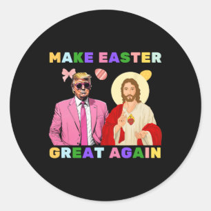 Lustig Trump Jesus Christus macht Ostern wieder gr Runder Aufkleber