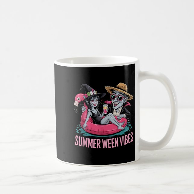 Lustig und Hexe Float Halloween Sommer Ween Party Kaffeetasse (Rechts)