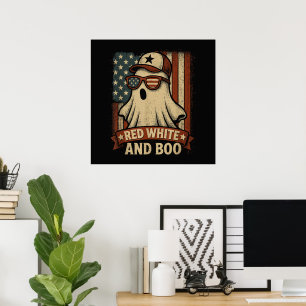 Lustig und patriotisch Rot weiß und Buh Poster