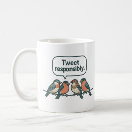 Lustig Vogel Kunst mit verantwortungsvollen Tweet Kaffeetasse