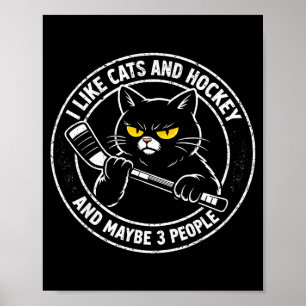 Lustig wie Katzen Hockey und vielleicht 3 Leute sa Poster