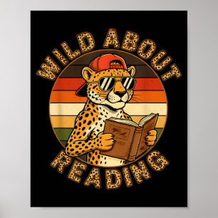 Lustig wild auf Lesen lustiger Leopard Buchliebhab Poster