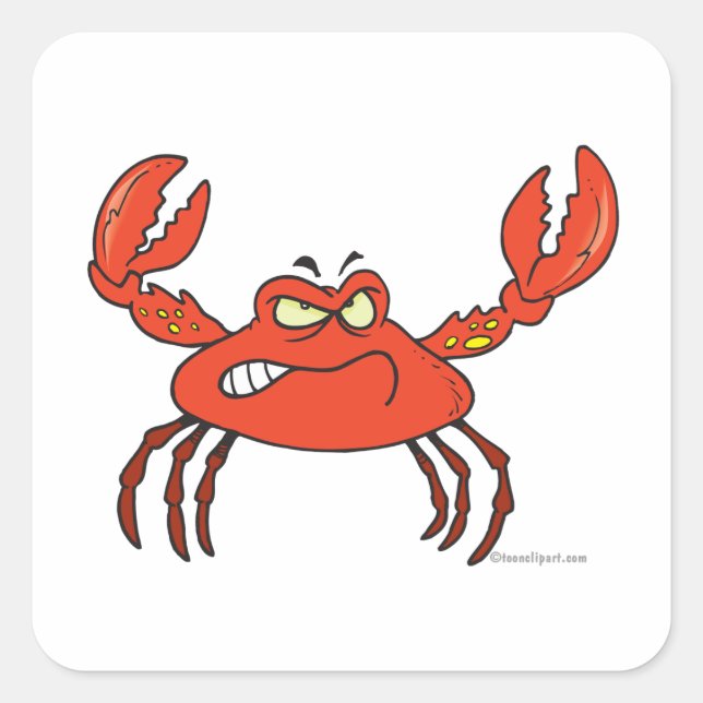 lustig wütend, roter Krabbe Quadratischer Aufkleber (Vorderseite)