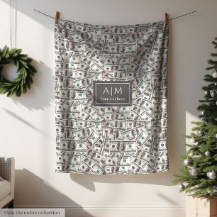 Lustige 100-Dollar-Muster-Personalisierte-Name-Dec Fleecedecke