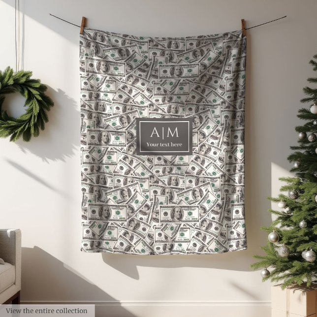 Lustige 100-Dollar-Muster-Personalisierte-Name-Dec Fleecedecke (Funny 100 Dollars Pattern Custom Name Blanket)