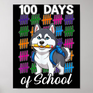 Lustige 100 Tage Schule Sibirischer Husky Kinder J Poster