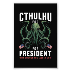 Lustige 2024 Wahlen Cthulhu für Präsident  Fotodruck