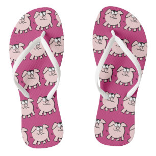Lustige 2 Cartoon-Schwein-Farbwahl-Damen-Zehensteg Flip Flops