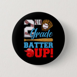 Lustige 2. Klasse Batter Up Baseball Erster Schult Button