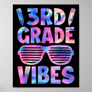 Lustige 3. Klasse Vibes Tie Dye Zurück zur Schule Poster