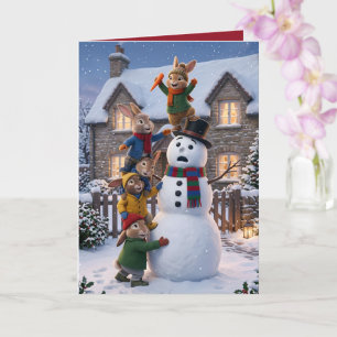 Lustige 3D-anthropomorphe Weihnachtskaninchen Karte