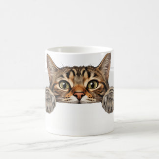 Lustige 3D-Katze schaut über den Rand Optische Ill Kaffeetasse