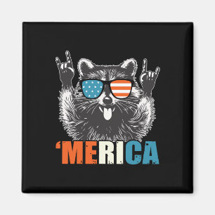 Lustige 4. Juli Amerika-Party in den USA Waschbär Magnet