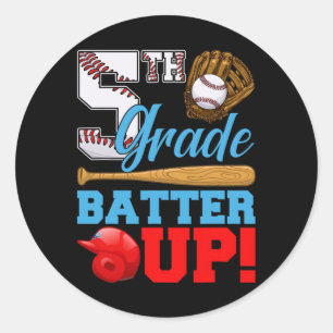 Lustige 5. Klasse Batter Up Baseball Erster Schult Runder Aufkleber