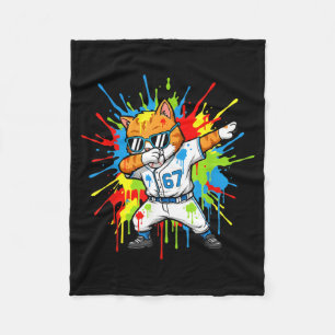 Lustige 67 Baseball Dabbing Katze 6 7 Tröpfelndes Fleecedecke