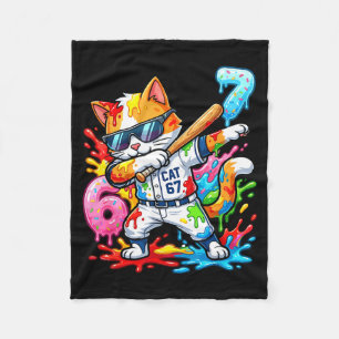 Lustige 67 Baseball Dabbing Katze 6 7 Tropfende Ei Fleecedecke