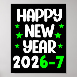 Lustige 67 Frohes Neues Jahr 2026 Weiße Grüne Schr Poster