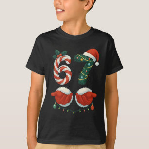 Lustige 67 Meme Santa Hand Weihnachten Pyjamas Män T-Shirt