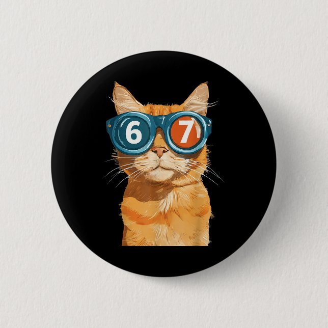 Lustige 67 Orange Katze Meme Sechs Sieben passende Button (Vorderseite)