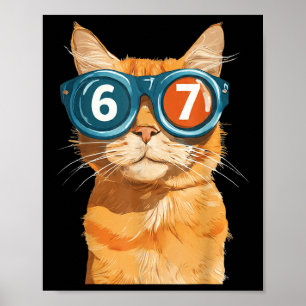 Lustige 67 Orange Katze Meme Six Seven passende Ka Poster