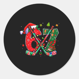 Lustige 67 Sechs Sieben Weihnachten Eishockey Runder Aufkleber