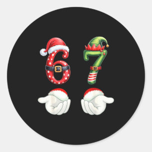 Lustige 67 Weihnachts-Pyjamas Sechs Sieben Meme 6 Runder Aufkleber