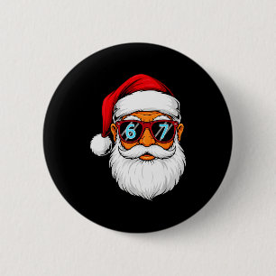 Lustige 6 7 Sechs Sieben Meme Santa Gesicht Weihna Button