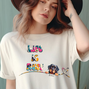 Lustige 70er Jahre Bunte Retro Rottweiler Benutzer T-Shirt