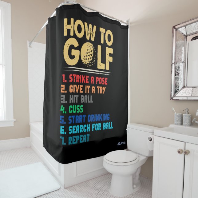 lustige 7 Stufen zum Golfspielen Duschvorhang (Beispiel)