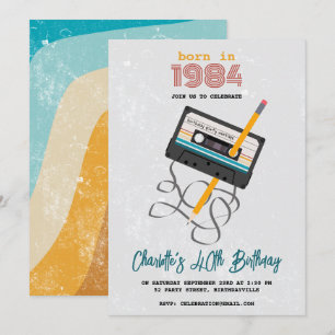 Lustige 80er-Musik Retro-Kassette 40. Geburtstag Einladung
