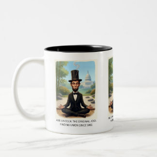 Lustige Abe Lincoln Yoga Karikatur - Das Original  Zweifarbige Tasse